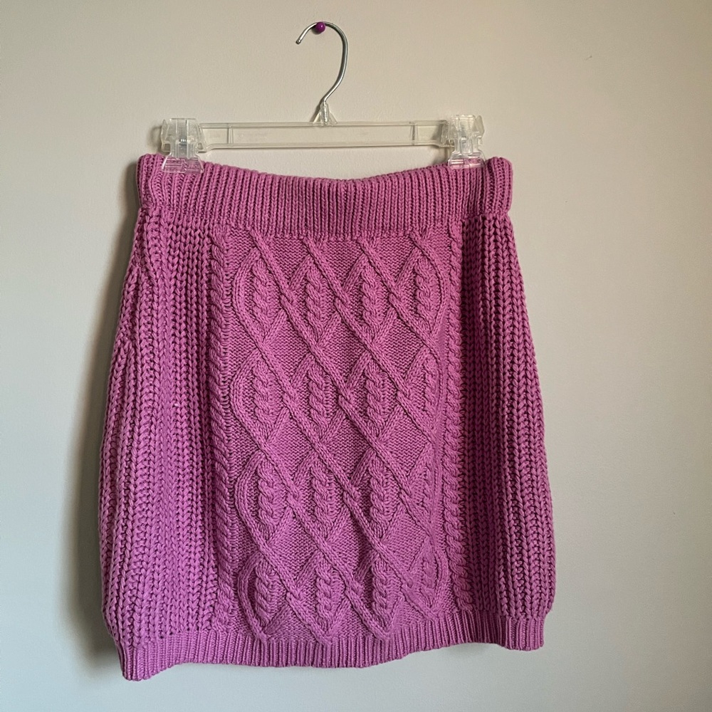 Blue Blush Pink Knit Mini Skirt